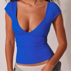 Garage Royal Blue Deep V Crop Top